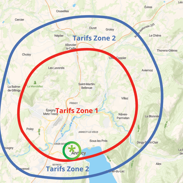 carte avec les zones d'intervention de la Wild Patrol: zone 1 et zone 2